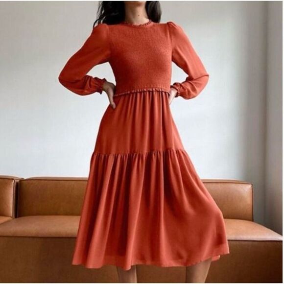 Aritzia Wilfred Rosalyn Midi smocked dress XS - Picture 1 of 13